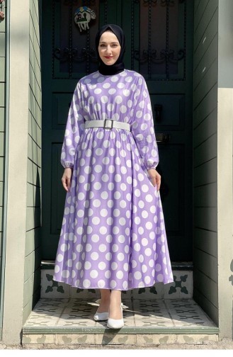 5455End Robe Évasée à Gros Pois Lilas 8284