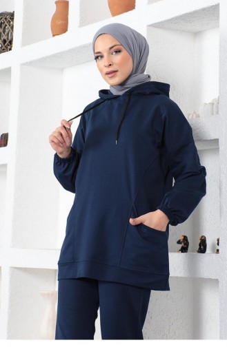 2034Mg Hooded Sports Suit Navy Blue 8573