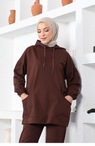 2034Mg Hooded Sports Suit Brown 8578