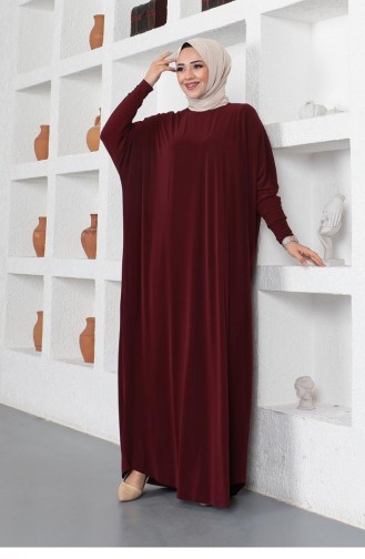 Yarasa Kol Salaş Elbise 2045-05 Bordo