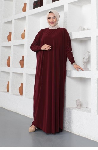 Yarasa Kol Salaş Elbise 2045-05 Bordo