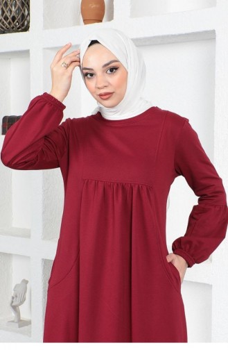 2039Mg Robe De Sport à Manches Ballon Rouge Claret 8594