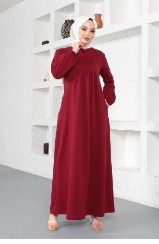 2039Mg Robe De Sport à Manches Ballon Rouge Claret 8594