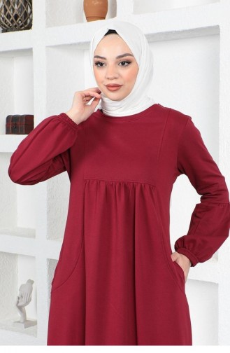 2039Mg Robe De Sport à Manches Ballon Rouge Claret 8594