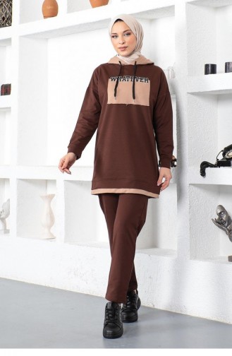 2036Mg Written Sports Suit Brown 8636