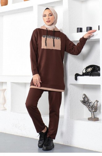 2036Mg Written Sports Suit Brown 8636