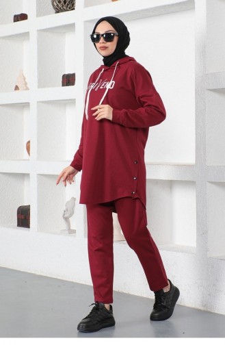 Printed Hijab Suit 2014-07 Claret Red 2014-07