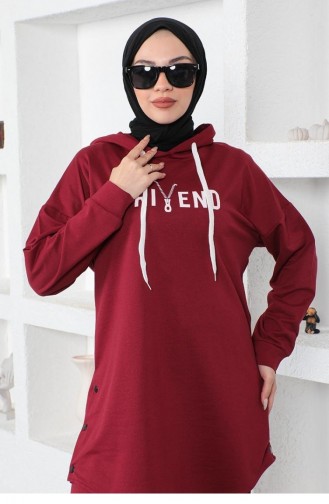 Bedruckter Hijab-Anzug 2014-07 Weinrot 2014-07