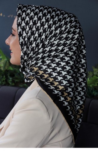 0938Mp Houndstooth Pattern Scarf Gold 8797