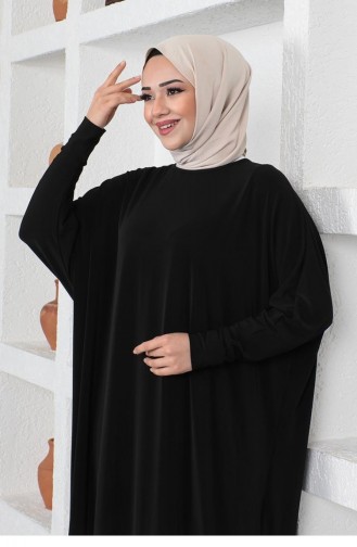2045Mg Yarasa Kol Salaş Elbise Siyah