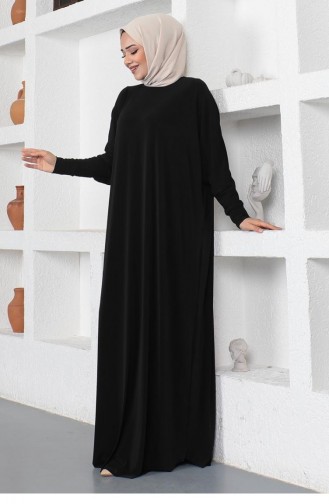 2045Mg Yarasa Kol Salaş Elbise Siyah