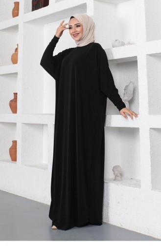 2045Mg Bat Sleeve Casual Dress Black 8909