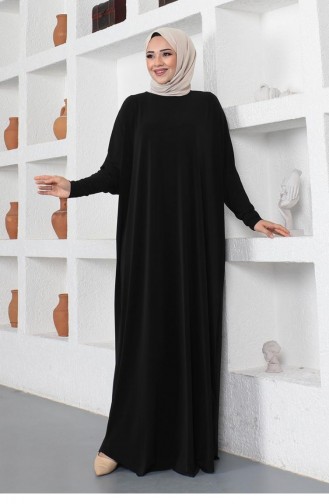 2045Mg Bat Sleeve Casual Dress Black 8909