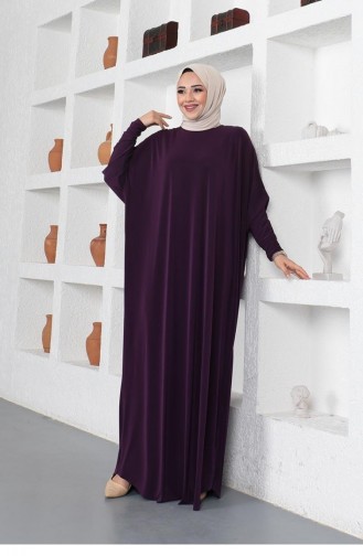 فستان كاجوال بأكمام واسعة 2045-08 لون أرجواني 2045-08