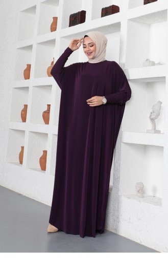 فستان كاجوال بأكمام واسعة 2045-08 لون أرجواني 2045-08