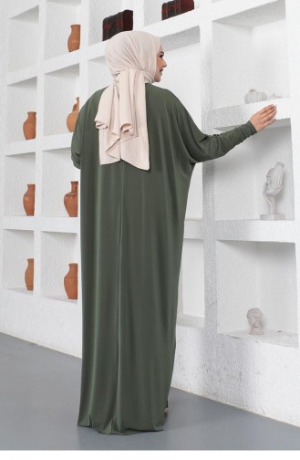 فستان كاجوال بأكمام واسعة 2045-09 لون كاكي 2045-09