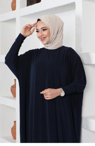 Yarasa Kol Salaş Elbise 2045-10 Lacivert