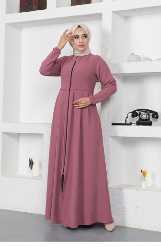 0028Sgs Pleated Aerobin Abaya Dusty Rose 8999