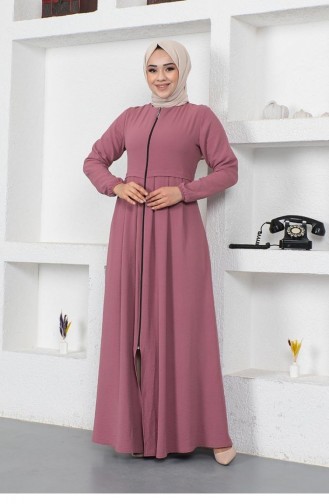 0028Sgs Geplooide Aerobin Abaya Dusty Rose 8999