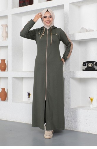 2043Mg Abaya De Sport à Rayures œil-d`oiseau Kaki 9014