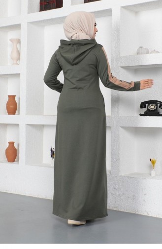 2043Mg Abaya De Sport à Rayures œil-d`oiseau Kaki 9014