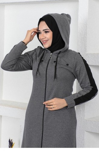 Bird Eye Stripe Detail Sports Abaya 2043-03 Anthracite 2043-03