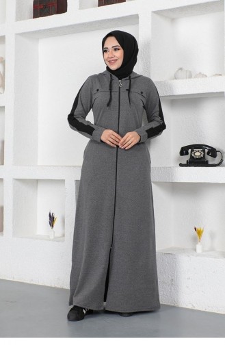 Bird Eye Stripe Detail Sports Abaya 2043-03 Anthracite 2043-03