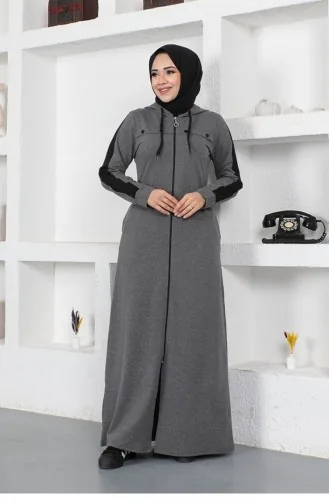 Bird Eye Stripe Detail Sports Abaya 2043-03 Antraciet 2043-03