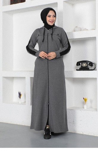 Bird Eye Stripe Detail Sports Abaya 2043-03 Anthracite 2043-03