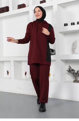 2048Mg Oversize Double Örme Eşofman Takımı Bordo
