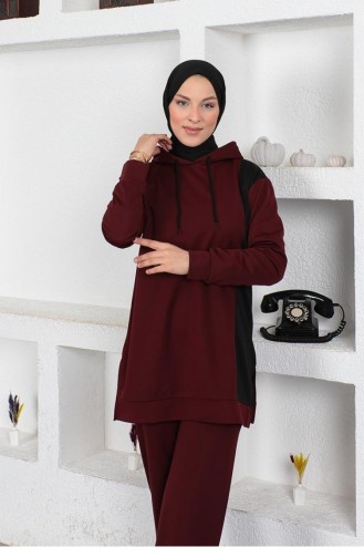 2048Mg Oversize Double Örme Eşofman Takımı Bordo