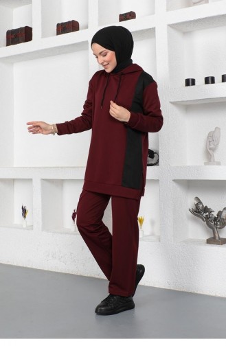 2048Mg Oversize Double Örme Eşofman Takımı Bordo