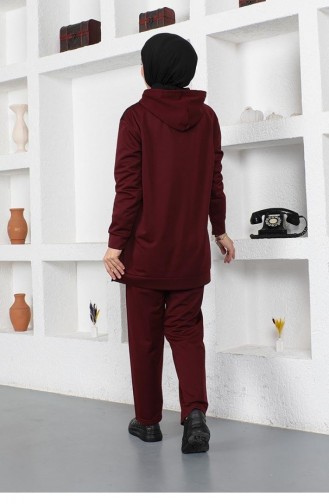 2048Mg Oversize Double Örme Eşofman Takımı Bordo