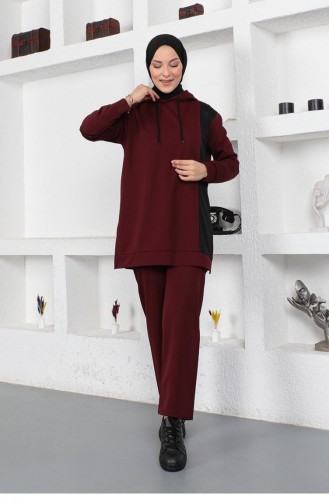 2048Mg Oversize Double Örme Eşofman Takımı Bordo