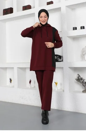 2048Mg Oversize Double Örme Eşofman Takımı Bordo