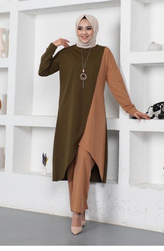 Ensemble Deux Couleurs Long Deux Couleurs 2046-08 Khaki 2046-08