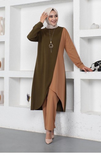 Ensemble Deux Couleurs Long Deux Couleurs 2046-08 Khaki 2046-08
