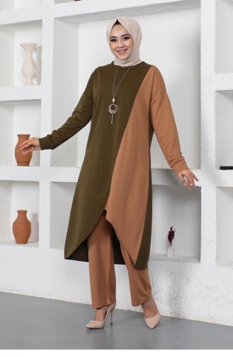 Ensemble Deux Couleurs Long Deux Couleurs 2046-08 Khaki 2046-08