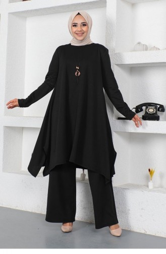 2054Mg Necklace Slit Detailed Suit Black 9107