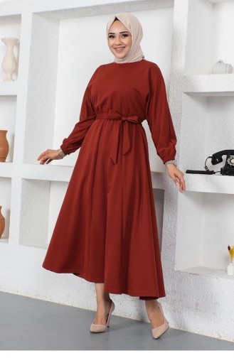2051Mg Waist Gathered Belted Dress Tile 9125