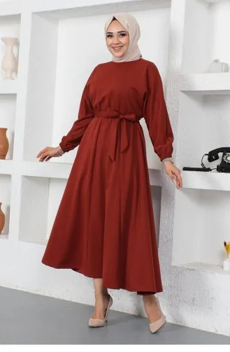 2051Mg Kleid Mit Geraffter Taille Und Gürtel 9125