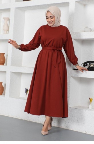 2051Mg Waist Gathered Belted Dress Tile 9125