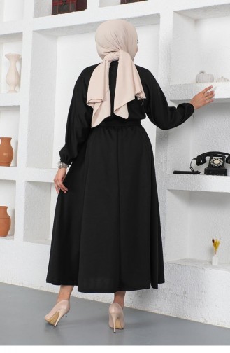 Robe Ceinturée Froncée à La Taille 2051Mg Noire 9126