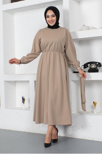 2051Mg Kleid Mit Geraffter Taille Und Gürtel Nerz 9128