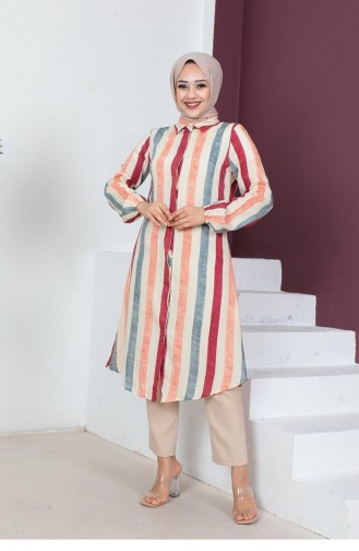 0161Sgs Striped Hijab Cape Claret Red 9184