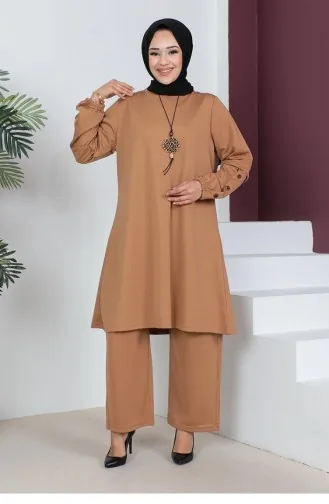 2055Mg بدلة محبوكة مزدوجة الحجم مقاس كبير تان 9194