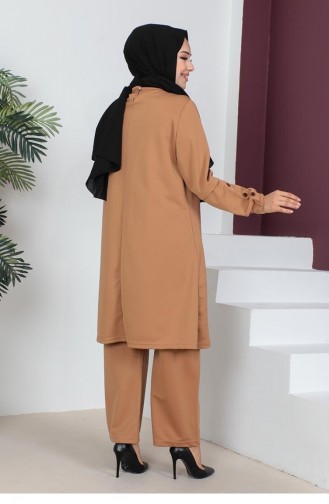 2055Mg Plus Size Double Knitted Suit Tan 9194