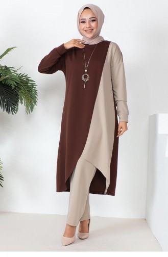 Two Color Long Double Suit 2046-01 Brown 2046-01
