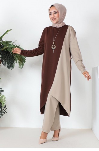 Two Color Long Double Suit 2046-01 Brown 2046-01