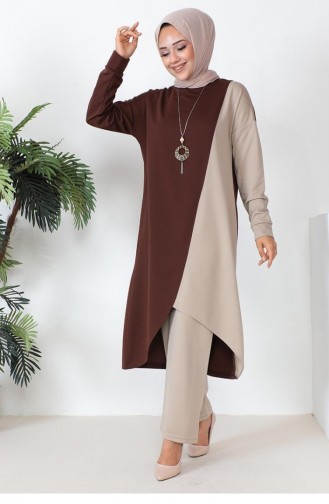 Two Color Long Double Suit 2046-01 Brown 2046-01